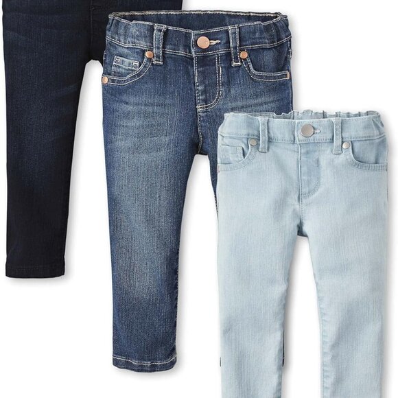 Stylish Baby Girls' Skinny Jeans: Indigo & Blues 2-Pack - Machine Wash, Size 5T - Picture 1 of 3